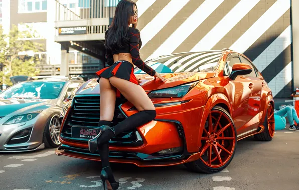 Machine, auto, ass, ass, girl, pose, feet, heels