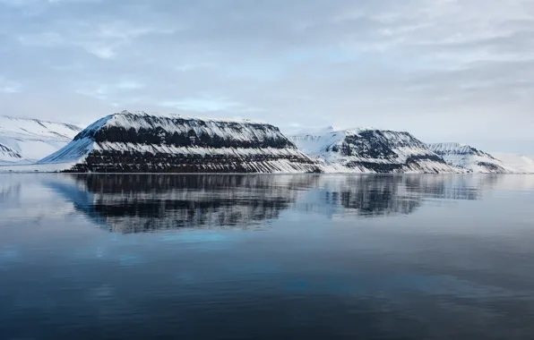 Water, mountains, reflection