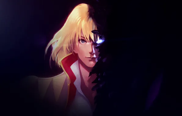 Picture eyes, the dark background, feathers, guy, Howl's moving castle, Howl's Moving Castle, Howl
