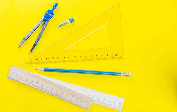 Pencil, triangle, the compass, stationery, line