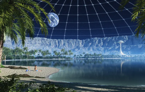 Beach, on the moon, my beach in a moon crater