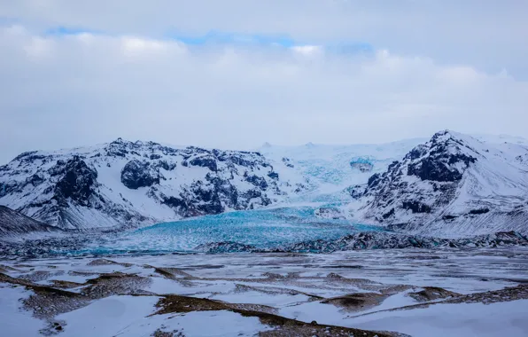 The sky, snow, landscape, mountains, glacier