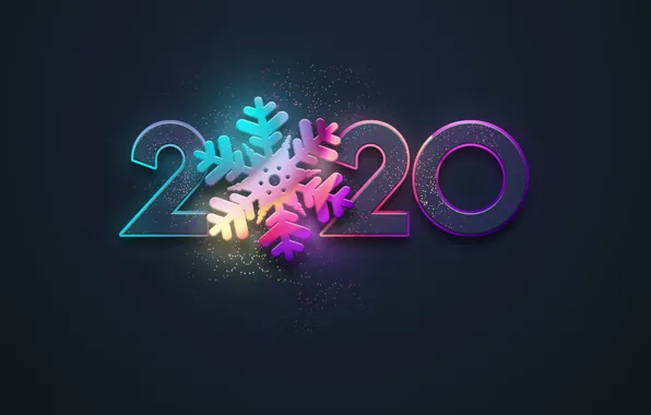 New year, colors, neon, black background, new year, happy, neon, 2020