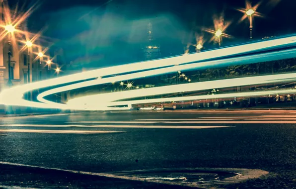 Picture car, light, Russia, cars, night