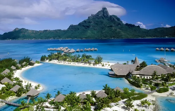 The ocean, the hotel, Bungalow, Bora Bora