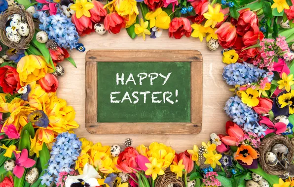 Flowers, spring, colorful, Easter, tulips, wood, flowers, tulips