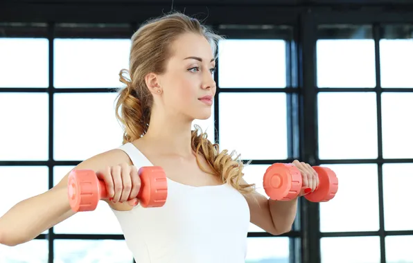 Picture woman, young, gym, training