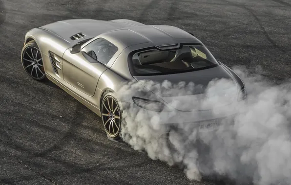 Picture grey, smoke, Mercedes-Benz, Mercedes, supercar, rear view, AMG, AMG