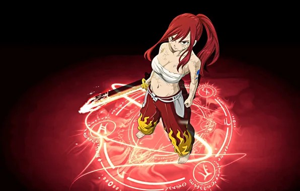 Picture red, sword, anime, ken, blade, fairy tail, japanese, oppai