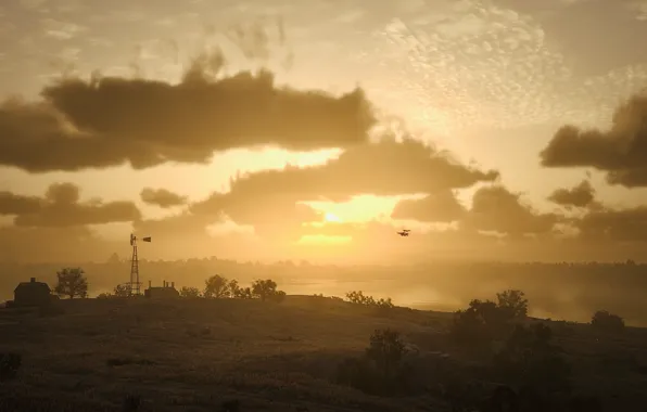 HDR, Clouds, Birds, Landscape, Game, Sea, UHD, Red Dead Redemption 2