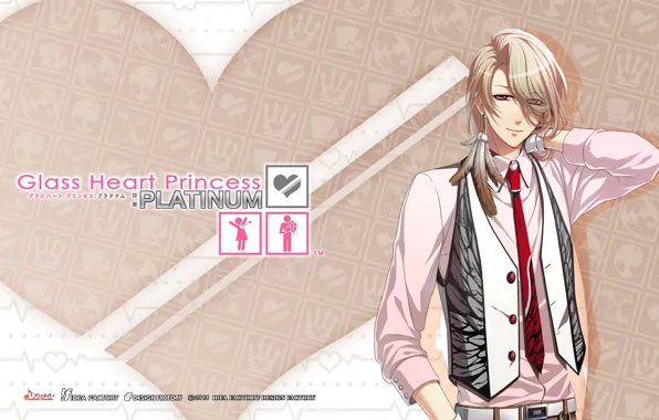 The game, anime, art, guy, Glass Heart Princess