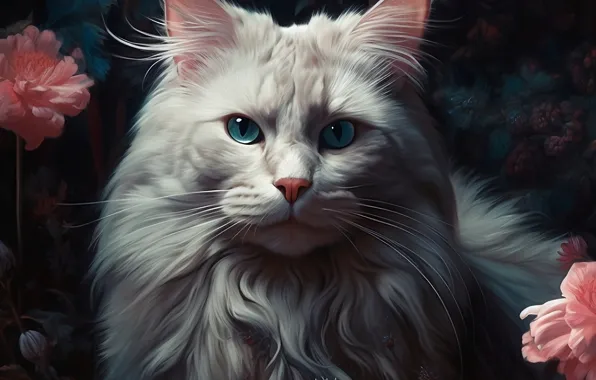 Cat, cat, digital art, AI art, neural network, the art of artificial intelligence