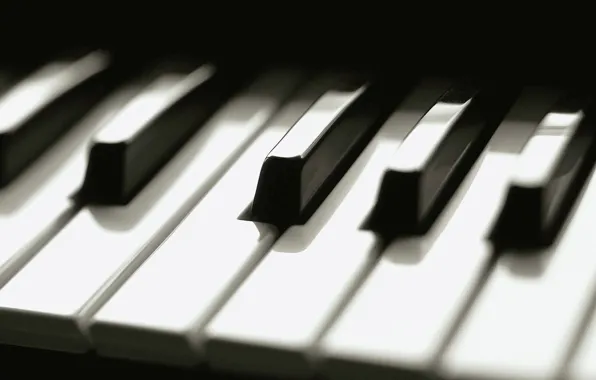 Picture keys, piano, black and white