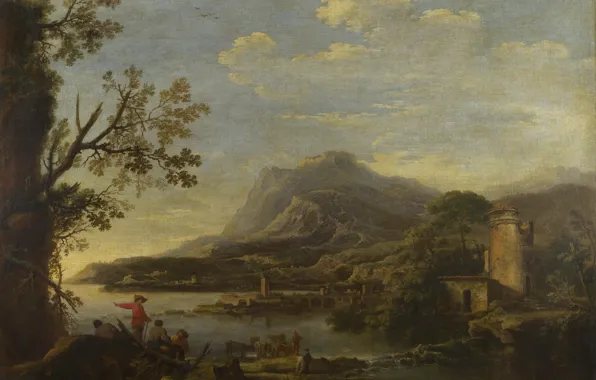 Landscape, picture, Salvator Rosa, Salvator Rosa, Coastal Scene
