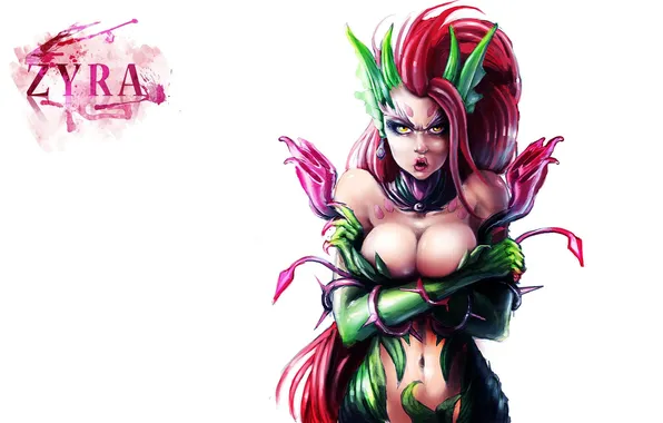 Picture League of Legends, simple background, LoL, Zyra