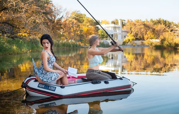 Ass, girls, boat, panties, rod