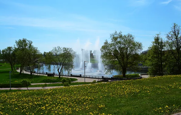 Summer, the city, fountains, Belarus, Minsk
