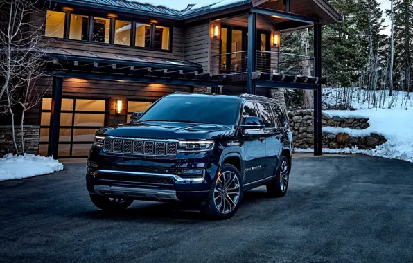 Snow, house, Jeep, SUV, exterior, lux, Jeep Grand Wagoneer