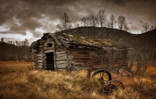 The barn, old, rust, seeder