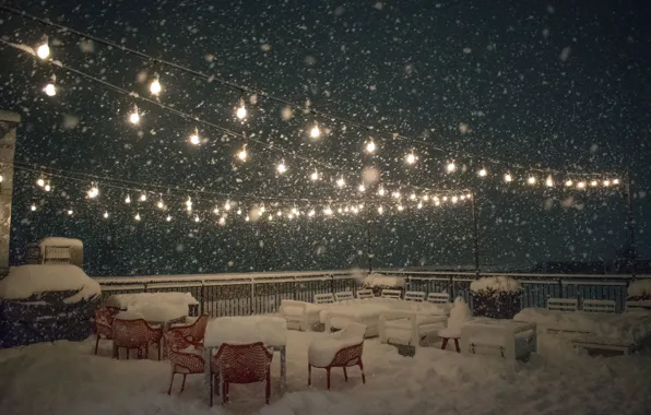 Winter, Night, Snow, Seattle, Winter, Night, Snow, Seattle