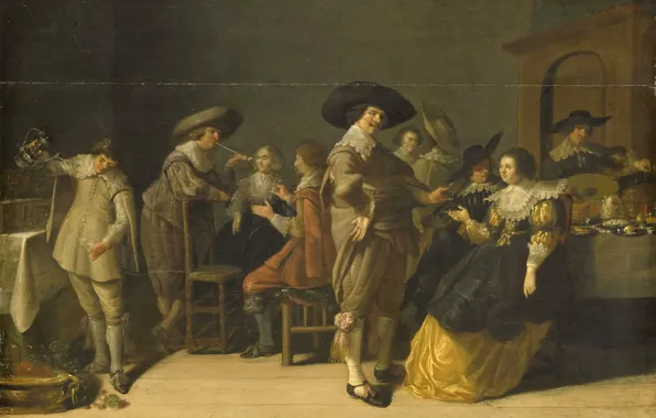 Oil, picture, Anthony Palamedes, 1630, Anthonie Palamedesz, Company in the Room