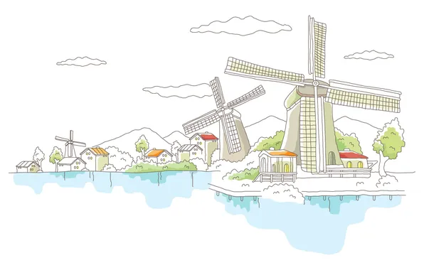 Vector, Holland, hand-drawn city