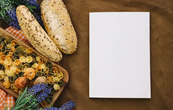 Flowers, bread, pasta, baton