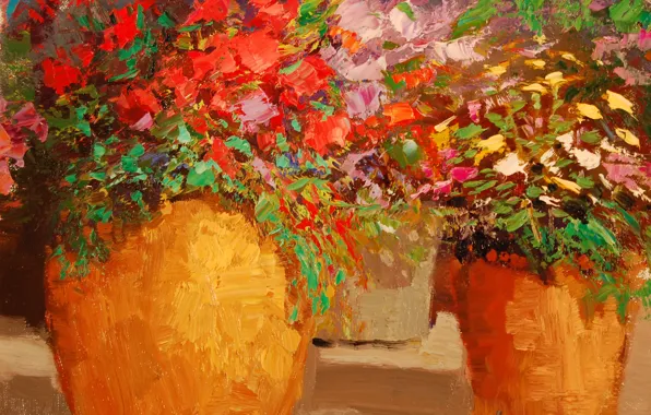 Art, Sean Wallis, Potted Flowers