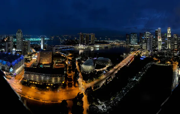 Picture night, lights, Singapore, the hotel, Marina Bay