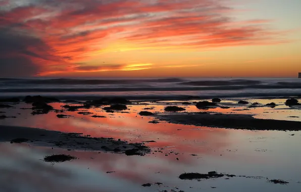 Sea, landscape, sunset
