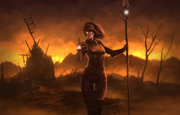 Girl, staff, witch