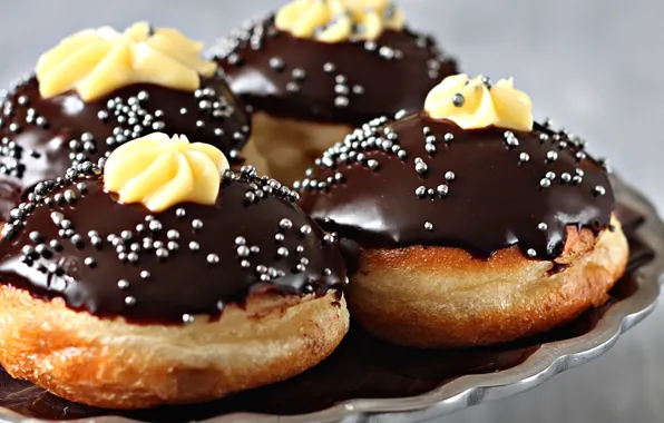 Chocolate, donuts, cream, Donat