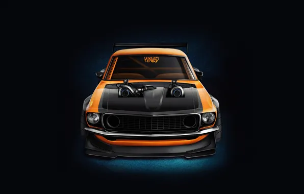 Mustang, Ford, Auto, Machine, Orange, Background, 1969, Car