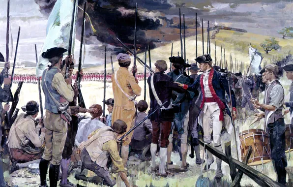 Oil, picture, Boston, Massachusetts, host, Bunker Hill, "The battle of bunker hill&ampquot;, June 17, 1775
