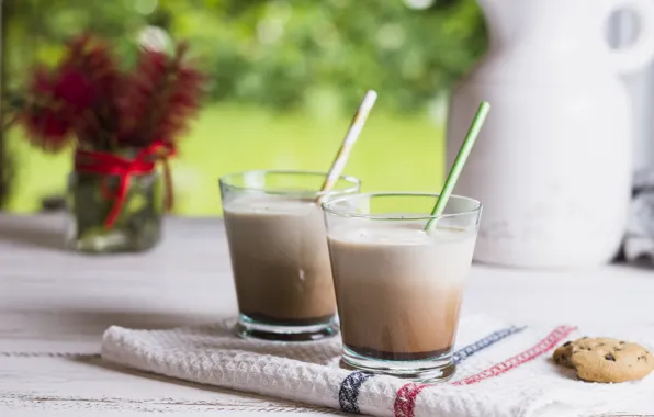 Glass, drink, cocoa, Cocoa
