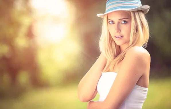 Picture look, girl, hat, blonde