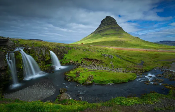Water, landscape, mountains, nature, stones, waterfalls, Iceland