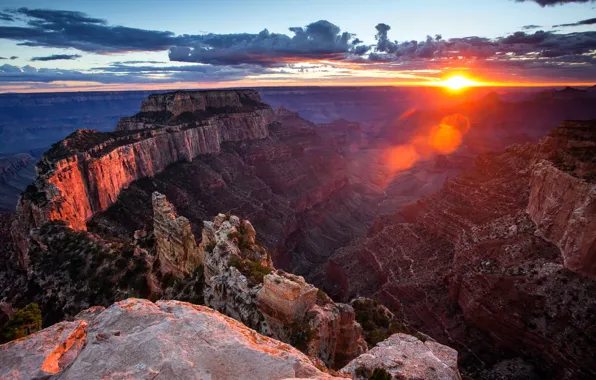 Picture sunset, Grand Canyon, North Rim