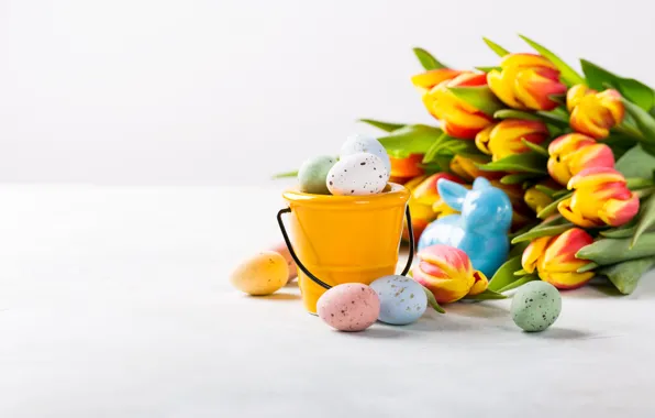 Flowers, colorful, Easter, tulips, flowers, tulips, Easter, eggs