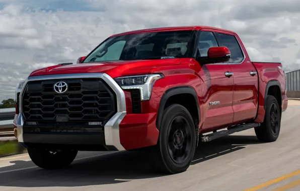 Picture movement, speed, highway, Toyota, Tundra, Limited, CrewMax, 2022