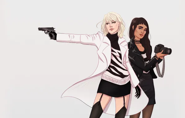 Gun, Charlize Theron, Girl, Weapons, Gun, Art, Charlize Theron, Girls