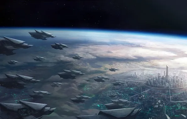 The city, planet, ships, the atmosphere, art, Phoenix War