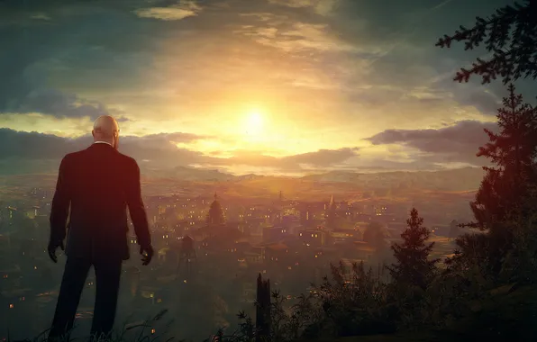 Picture sunset, the city, the evening, killer, Hitman, Hitman: Absolution