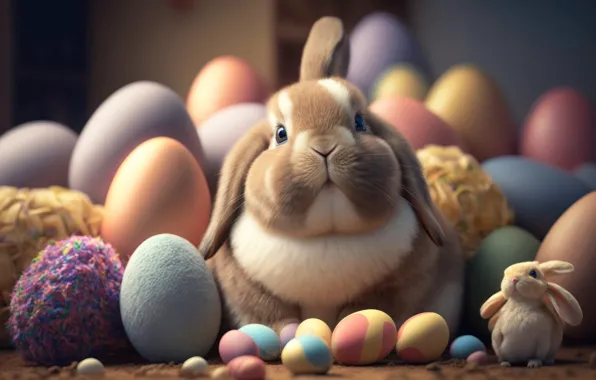 Eggs, colorful, rabbit, Easter, spring, Easter, eggs, bunny