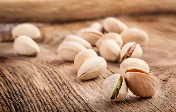 Picture table, wooden, nuts, pistachios