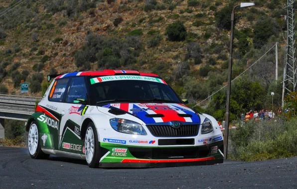 Picture Asphalt, Car, Rally, Rally, The front, Skoda, Fabia, Fabia