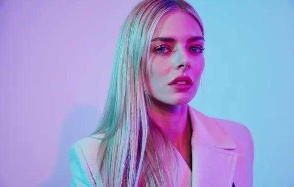 Look, model, makeup, actress, jacket, Samara Weaving, Samara Weaving