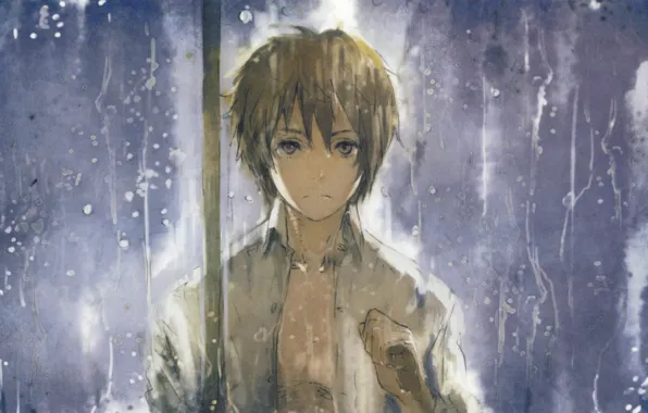 Void, loneliness, hopelessness, guy, the shower, unbuttoned shirt, No.6, Shion