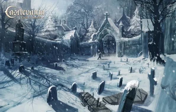 Snow, graves, the churchyard, Castlevania, Lords of Shadow, cimetière