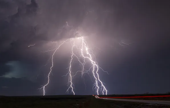 Road, zipper, storm, storm, road, lightning, Texas, the zigzag lightning